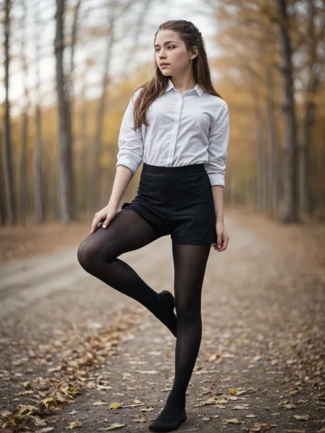 Teen in black tights