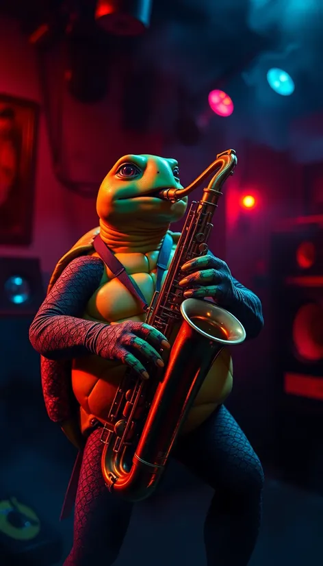 turtle playing saxophone