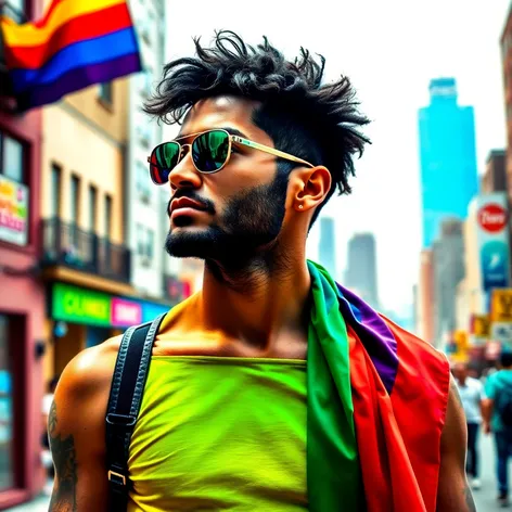 man wearing pride flag