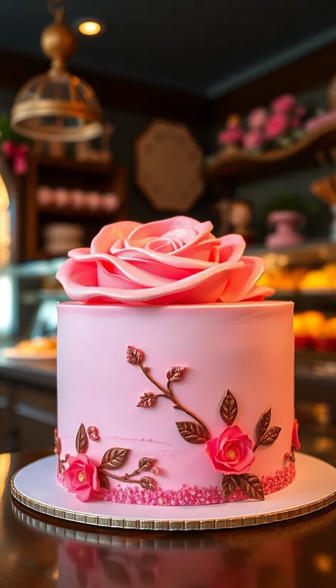 rose gold rose cake