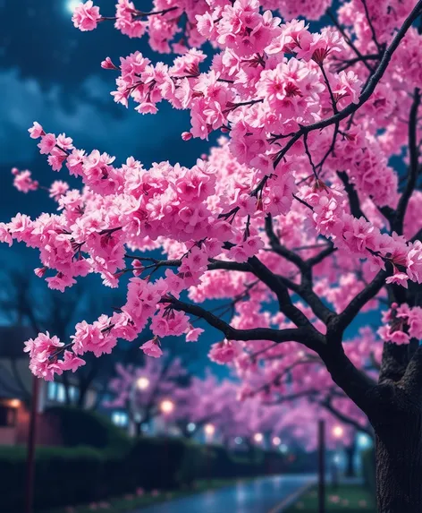 night anime cherry blossom