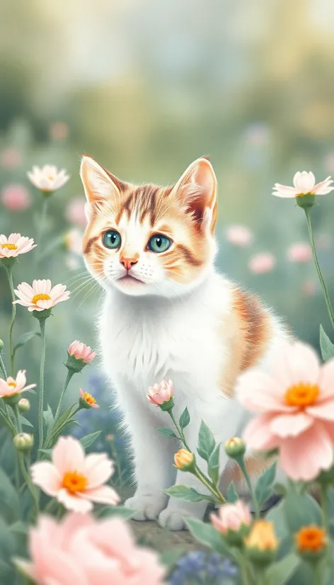 cat in garden painting