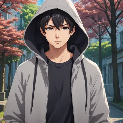 Anime boy in hoodie
