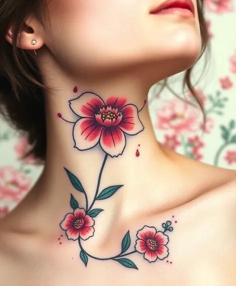 tattoo flower neck