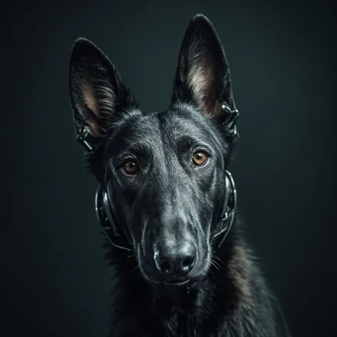 Black shepherd dog, cybernetic,