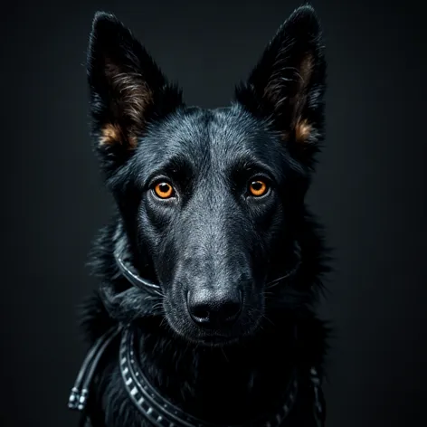 Black shepherd dog, cybernetic,