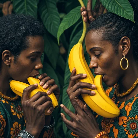 black people eating bananas