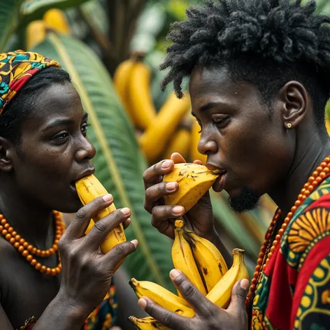 black people eating bananas