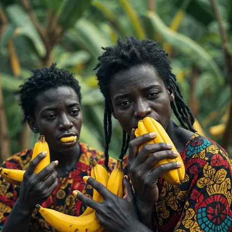 black people eating bananas