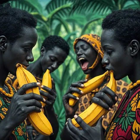 black people eating bananas