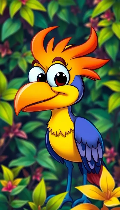 crazy looking cartoon bird