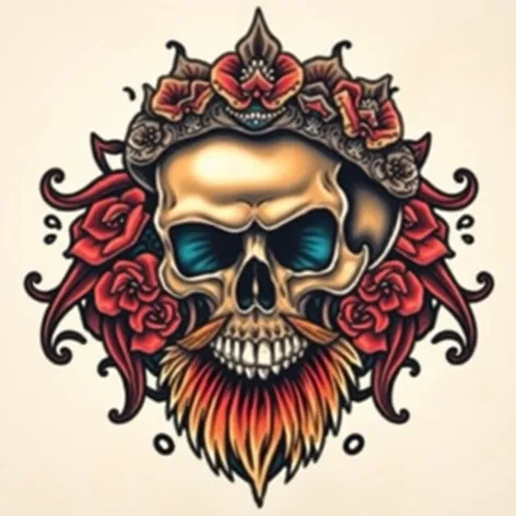 skull tattoo with beard