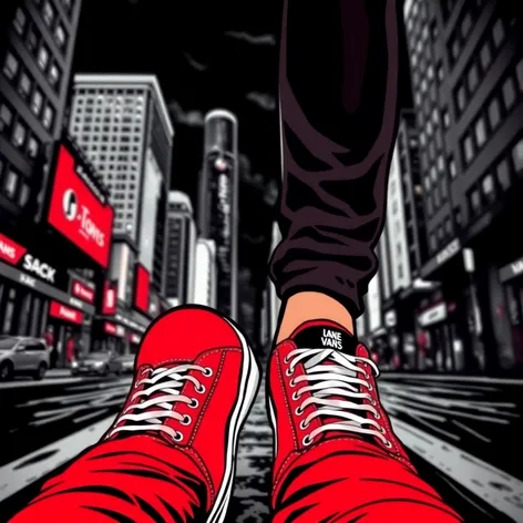 red and black vans