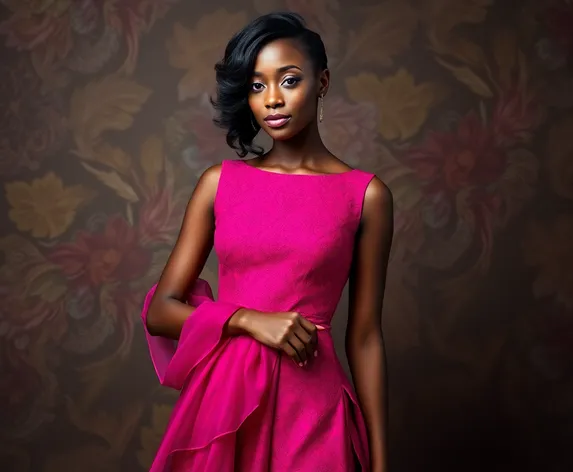 blackwomen wearing fuschia dress