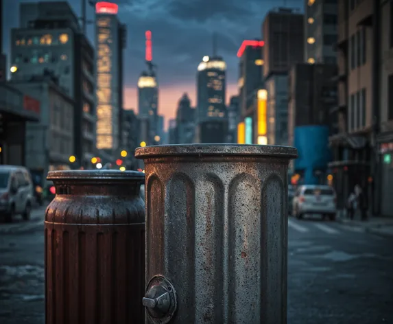 metal trash can