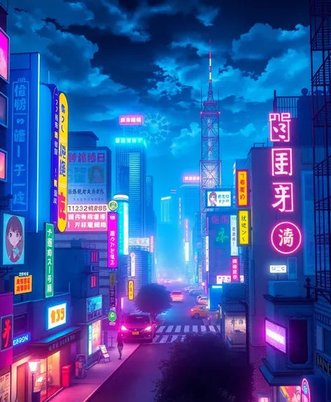 anime city at night