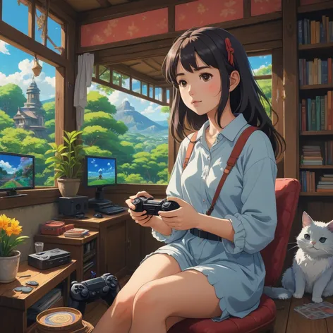 Woman playing PlayStation