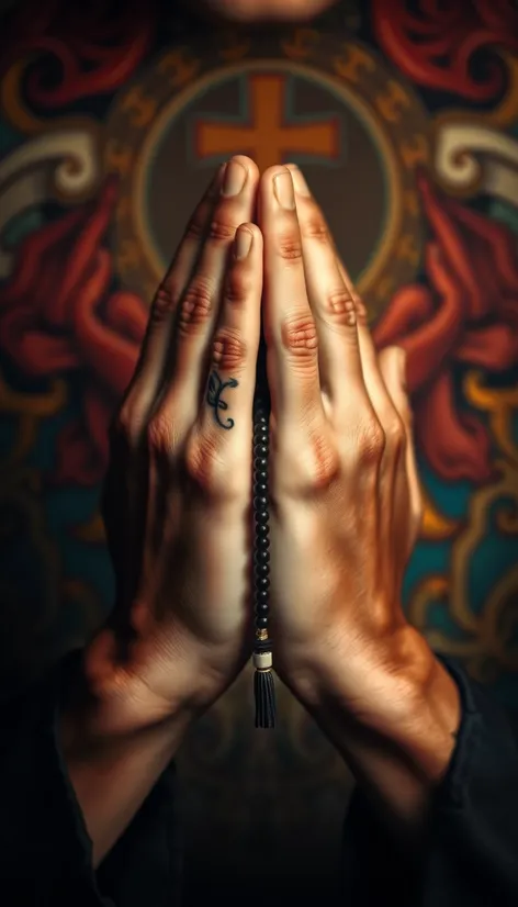 praying hands with rosary