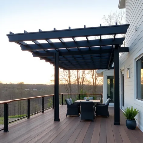 modern black pergola over