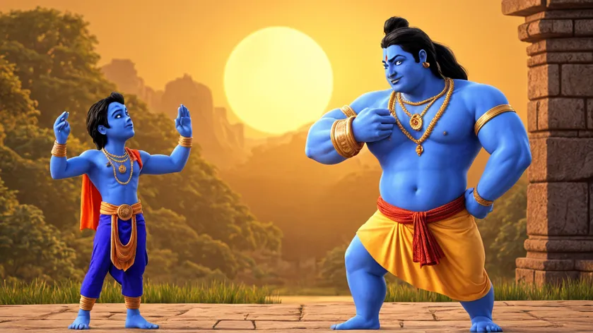 Bheem and Krishna faced