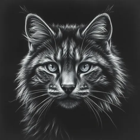 charcoal drawing cat