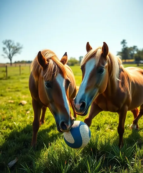 two horses playing with