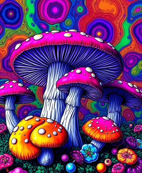 mushrooms drawings trippy