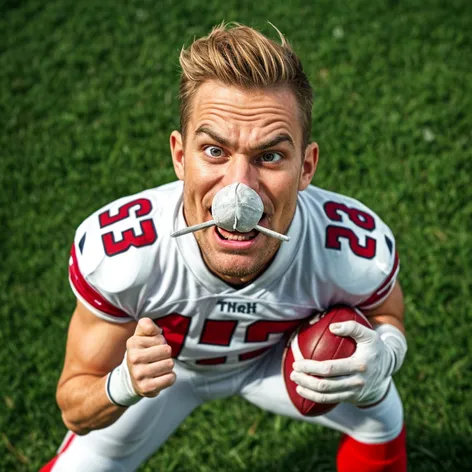 football player with snot