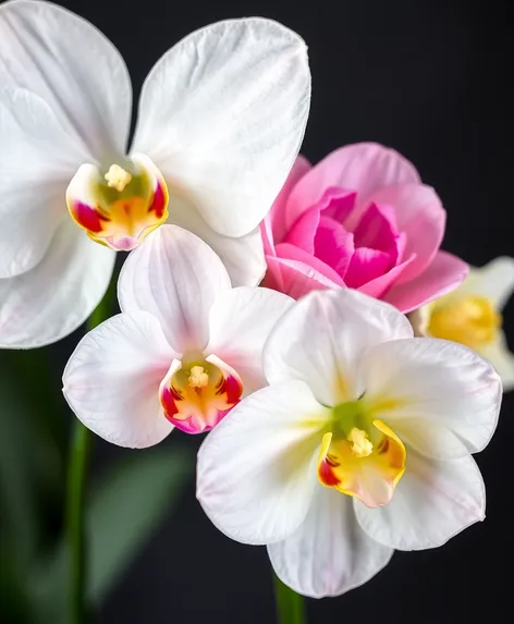 white orchid and ranunculus