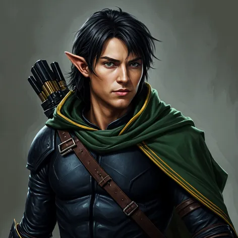 Half-elven fighter. black hair