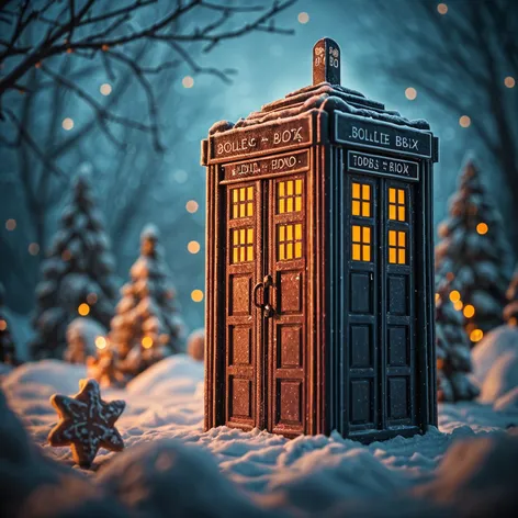 TARDIS gingerbread and wintery