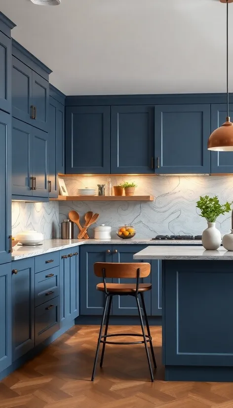 blue grey kitchen cabinets