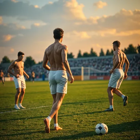 Playing soccer naked