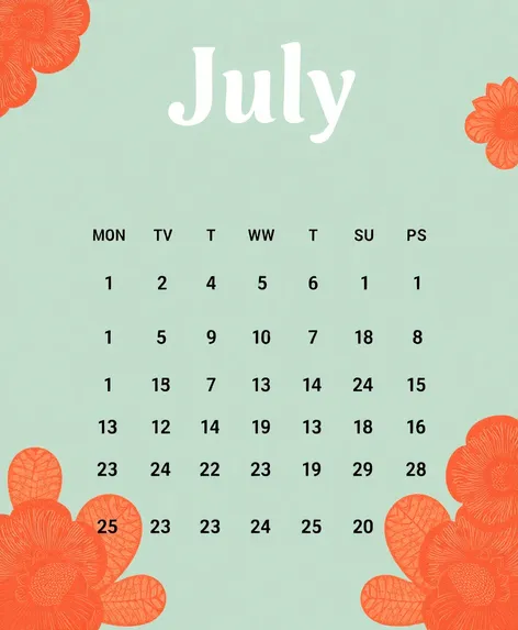 july 2022 calendar