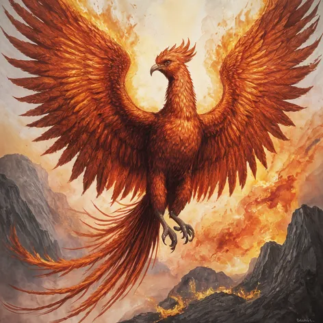 Phoenix with fiery wings