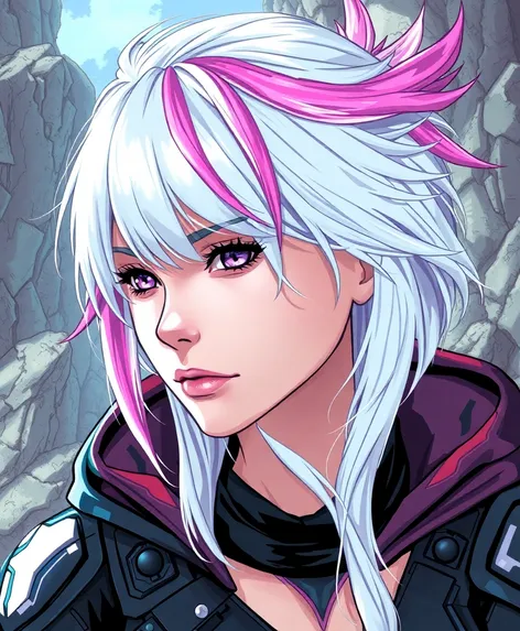 white hair with pink