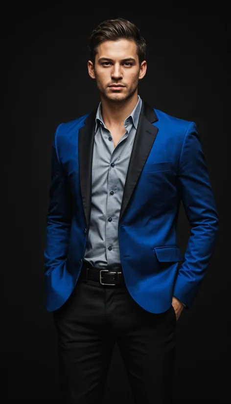 blue blazer black pants