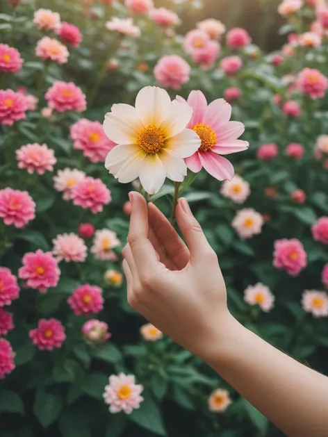 hand holding flower