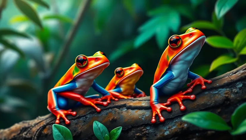 colorful frogs