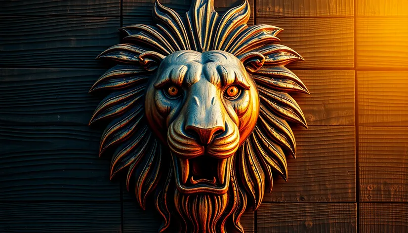 wooden lion head