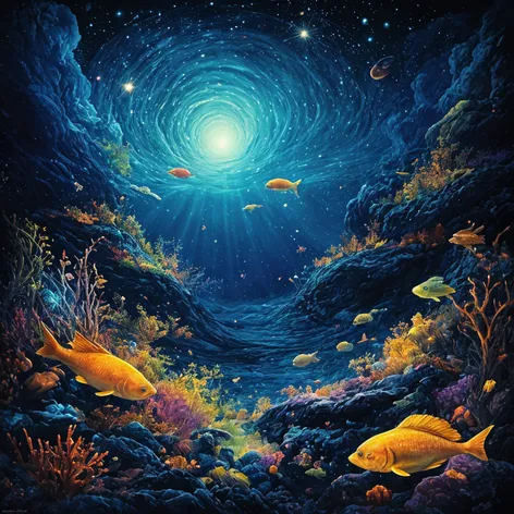 fish swimming through stars