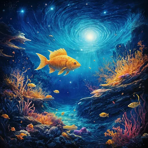 fish swimming through stars