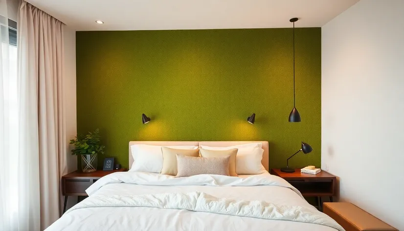 green accent wall bedroom