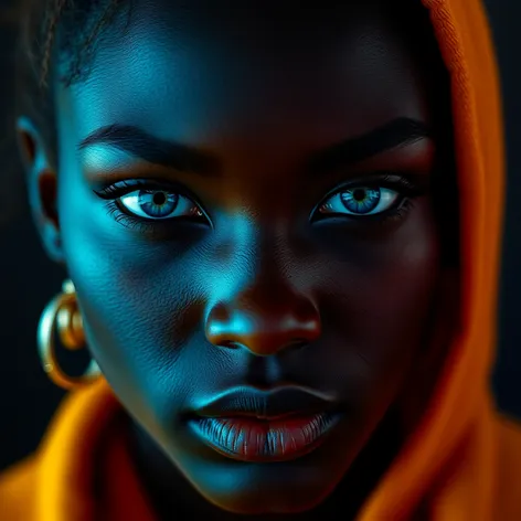 black model with blue