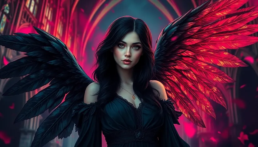 female angel with black