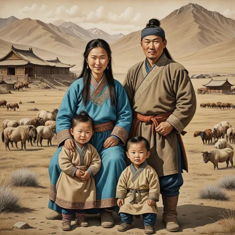 mongolian family drawing