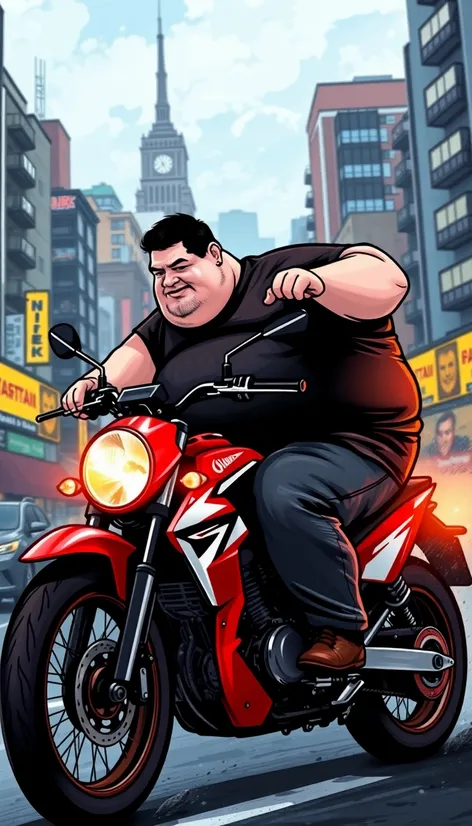 fat guy riding a