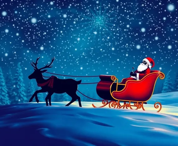 silhouette father christmas sleigh