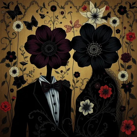 black art flowers couple