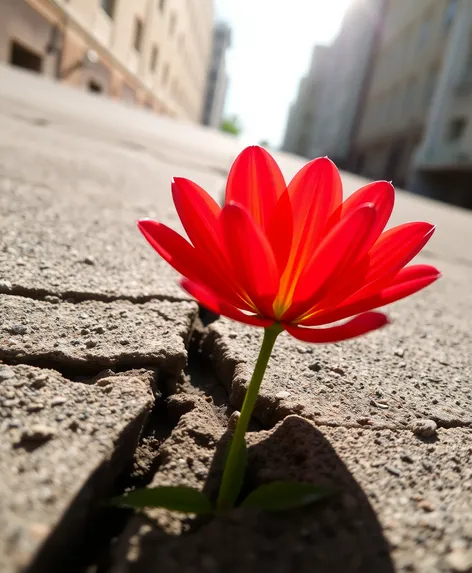 flower growing from concrete